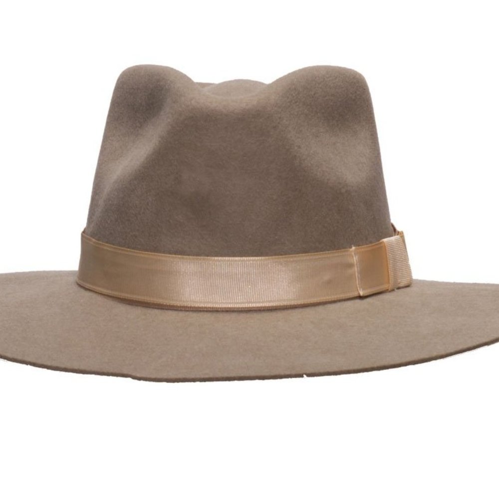 Mushroom Colored Fashion Wool Collection Pinched Front Hat